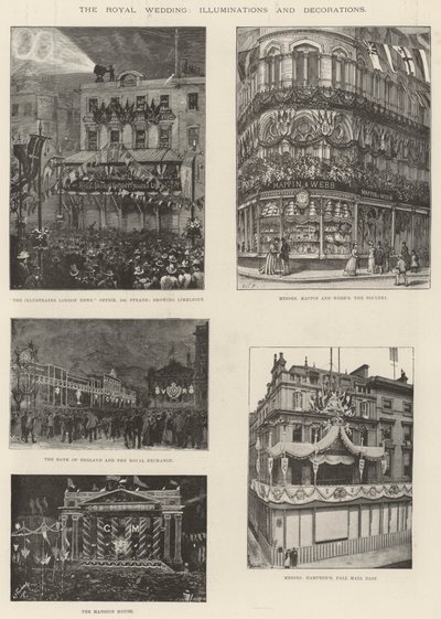 La boda real, iluminaciones y decoraciones de Walter Paget